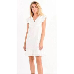 Molly Bracken Womens Flutter Sleeve Mini Dress White‎ Size Medium